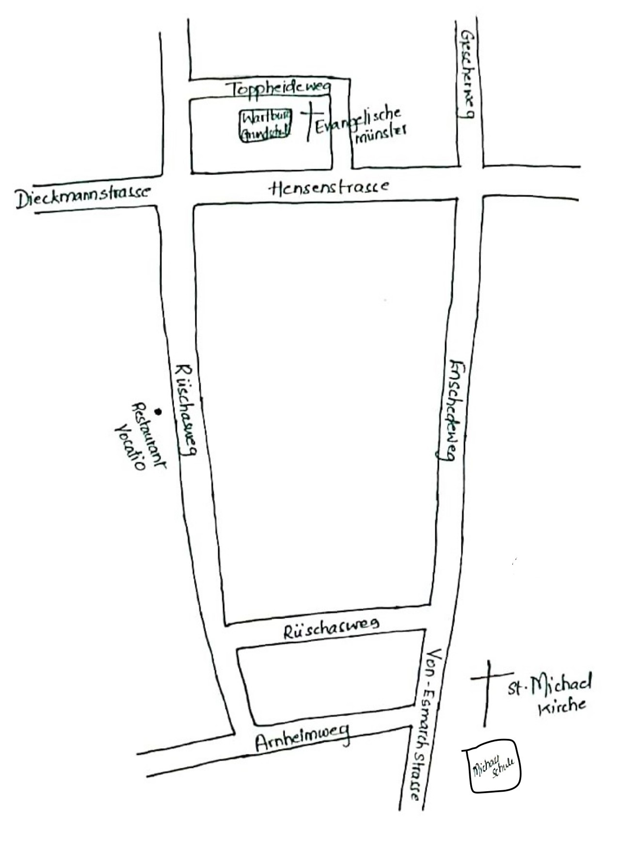 Hand-drawn sketch map of the same neighbourhood